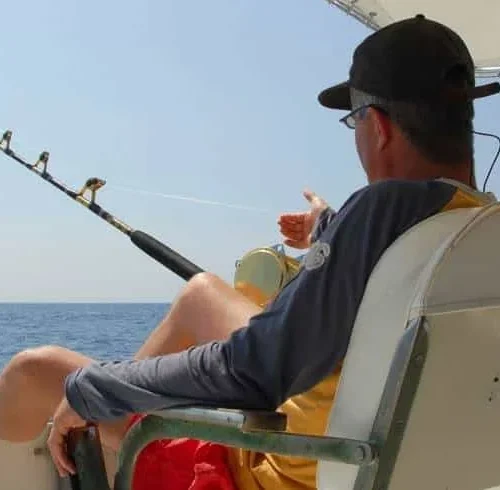 Fishing chair aboard a Roatan fishing charter
