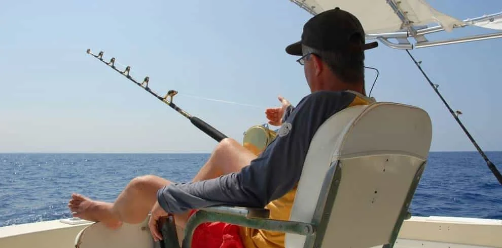 Fishing chair aboard a Roatan fishing charter
