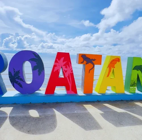Roatan sign during a private island tour
