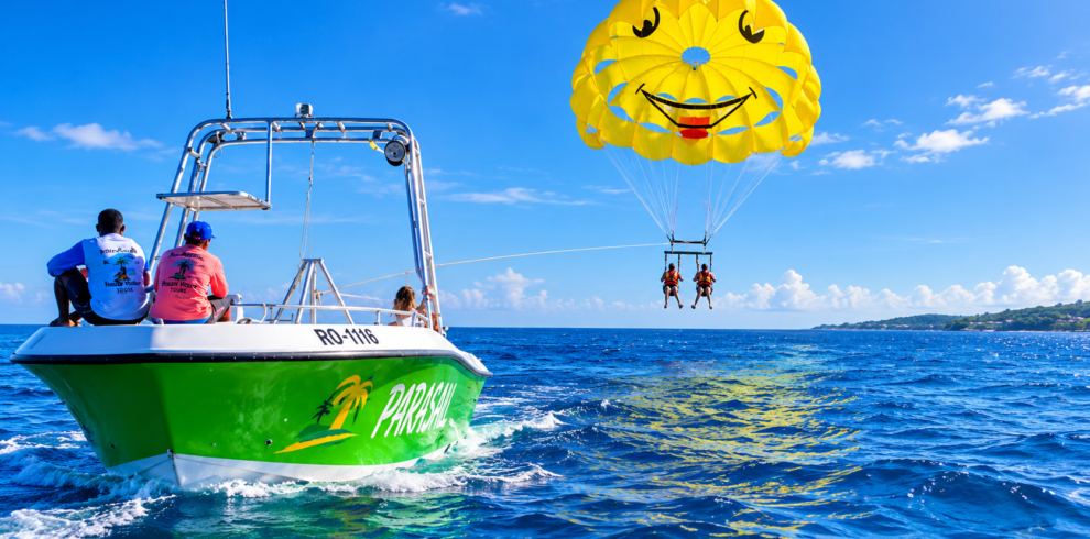 Roatan zipline and parasailing adventure over the Caribbean coast