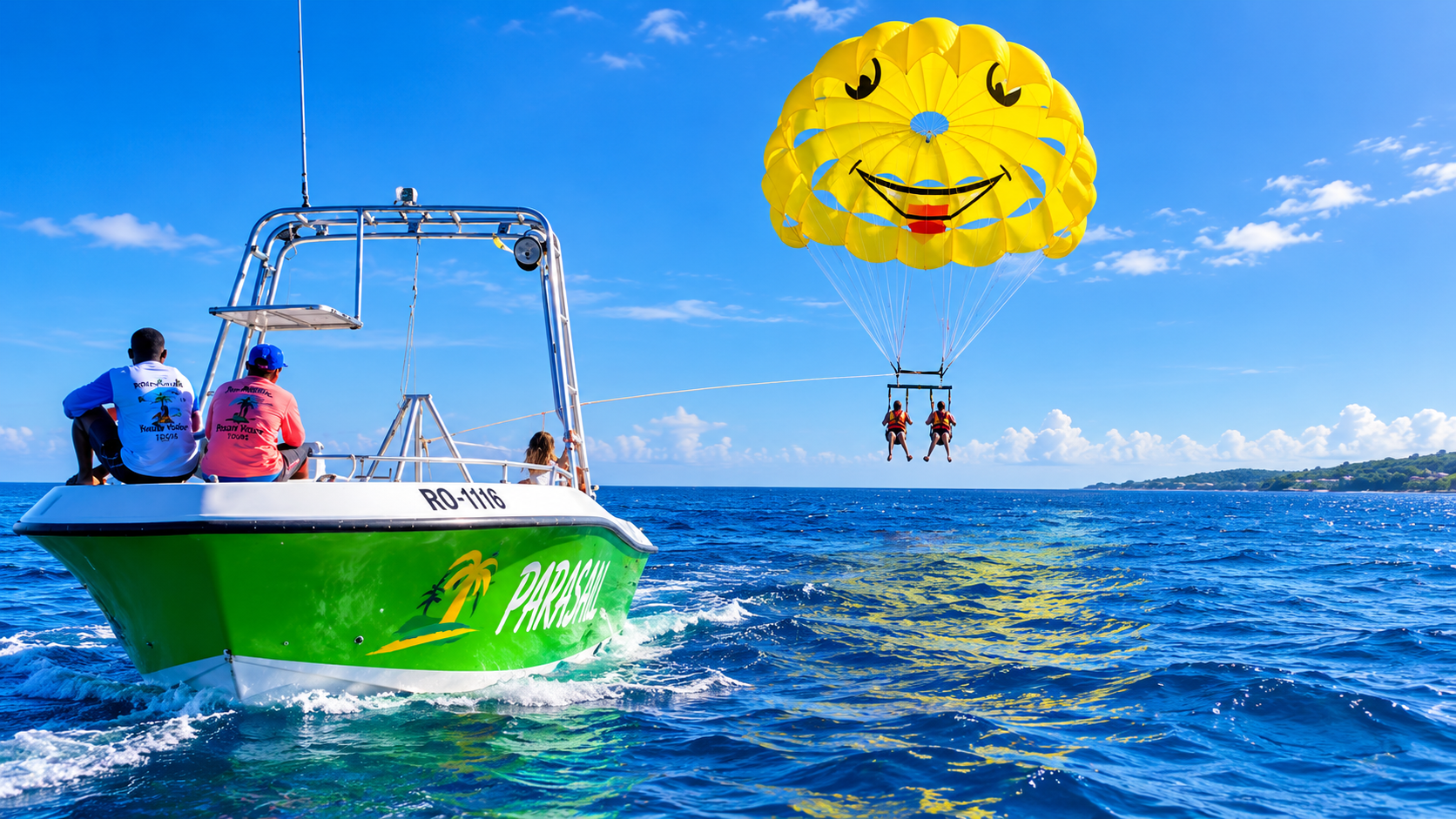 Roatan zipline and parasailing adventure over the Caribbean coast